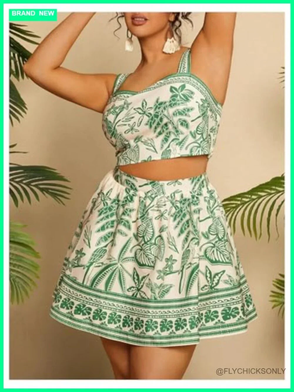 Plus Size Boho 2 Piece Outfit Camisole Crop Top Mini Skirt Set